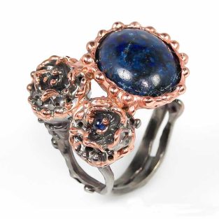 תכשיט לכלה ולערב: טבעת בשיבוץ לאפיס לג'ולי וספיר תכשיט יוקרה עבודת יד