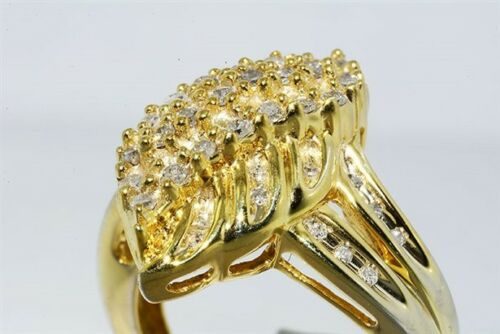 תכשיט לכלה ולערב: טבעת כסף ציפוי זהב בשיבוץ 46 יהלומים לבנים מידה: 6.75