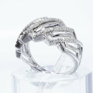 תכשיט לכלה ולערב: טבעת יוקרה כסף 925 בשיבוץ 34 יהלומים לבנים מידה: 7.25